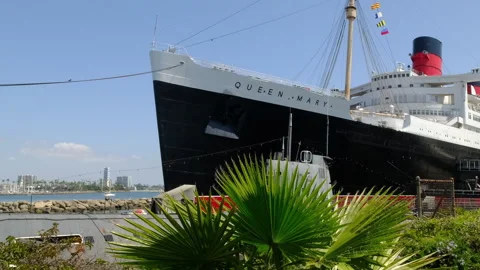 Long Beach, CA / USA - Mar. 24, 2019 Queen Mary Video stock 137018146
