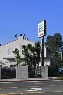 LONG BEACH, CALIFORNIA - 18 OCT 2023: The Marina Motel on Pacific Coast Hig.. Stock Photos