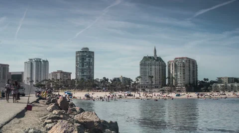 Long Beach City Beach Time Lapse Video Stock Footage 39620659