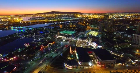 Long beach city lights drone downtown Vidéo 63394087