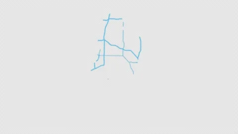 Long Beach City Line Map Self Drawing Animated Overlay, Alpha 4K 스톡 동영상 340293861