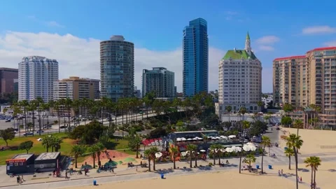 Long Beach Cityscape Pan Stock Footage 341774204