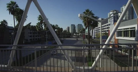 Long Beach - Crossing The Bridge At The Pike Overlooking Ocean Avenue Stock Footage 84718288