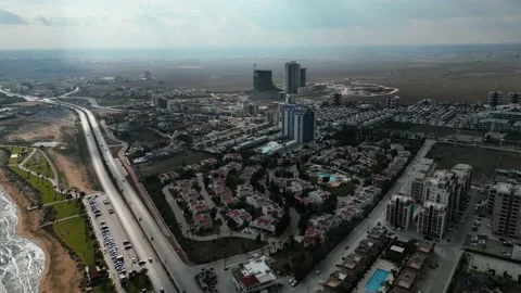 Long Beach Cyprus. Drone video. Blue ocean. Thunderclouds. Sunlights Stock-Footage 231617223