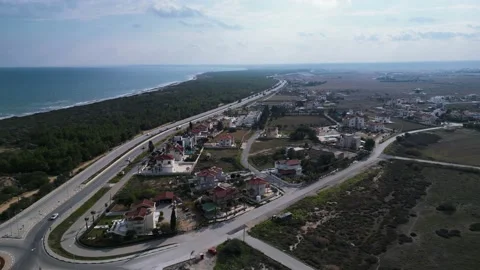 Long Beach Cyprus. Drone video. Blue ocean. Thunderclouds. Sunlights Stock Footage 231617316
