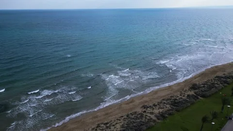 Long Beach Cyprus. Drone video. Blue ocean. Thunderclouds. Sunlights Stock-Footage 231617400