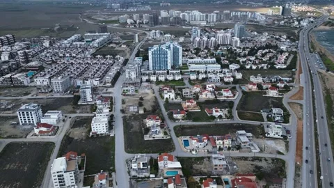 Long Beach Cyprus. Drone video. Blue ocean. Thunderclouds. Sunlights Stock Footage 231617401