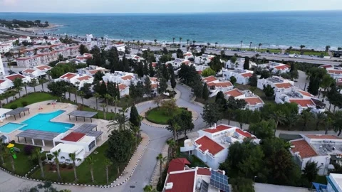 Long Beach Cyprus. Drone video. Blue ocean. Thunderclouds. Sunlights Stock Footage 231617442