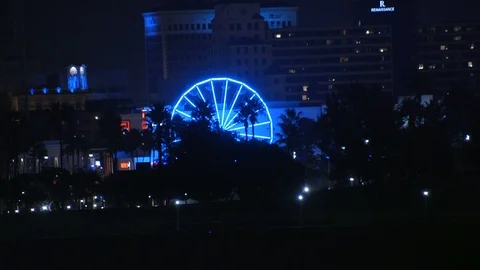 Long Beach Ferris Wheel at Night Stock Footage 88208542
