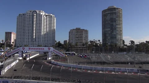 Long Beach Grand Prix, Empty Track &amp; Grandstands Vídeo Stock 59153131