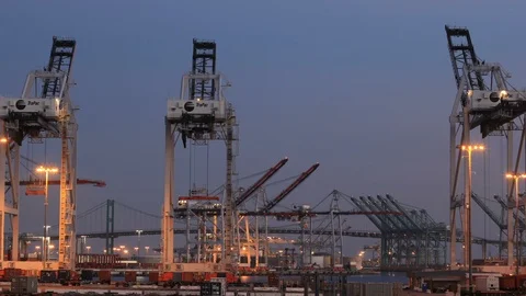 Long Beach Harbor day to night time lapse zoom out Vídeos de archivo 88933604