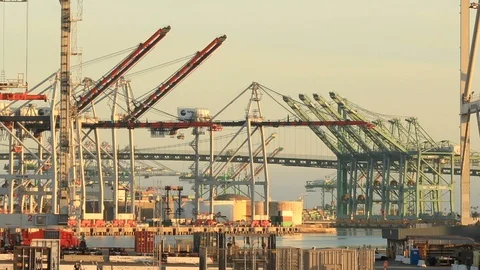Long Beach Harbor day to night time lapse Stock Footage 88933645