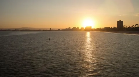 Long Beach Harbor Sunset Time Lapse Video Stock Footage 44695694