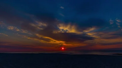Long Beach Island Sunrise Over Ocean Timelapse 4K HD Stock Footage