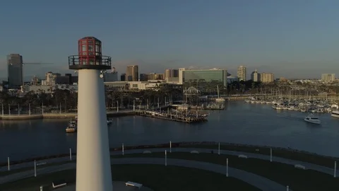 Long Beach Lighthouse by Aerial Drone 스톡 동영상 87510360
