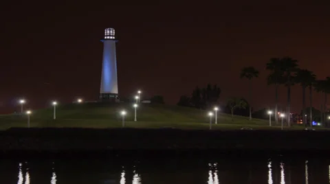 Long Beach Lighthouse at Night Vídeo Stock 39056423