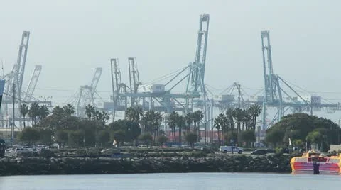 Long beach loading docks Stock Footage 20641430