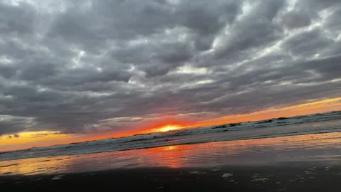 Long Beach Ocean Sunset Stock Footage 142277044