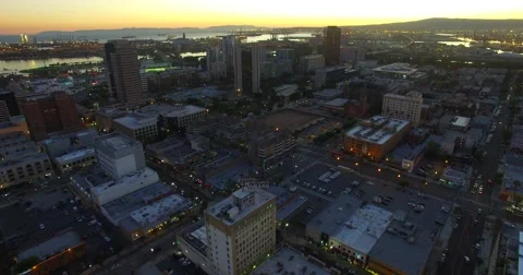 Long beach sunset downtown Stock Footage 63394629