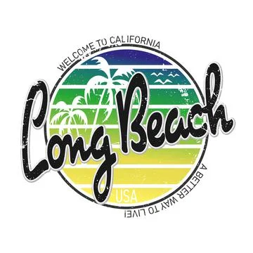 LONG BEACH Surfer typography, t-shirt graphics, california vectors Stock Illustration