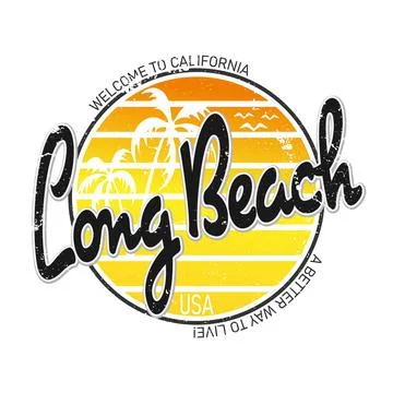 LONG BEACH Surfer typography, t-shirt graphics, california vectors Stock Illustration