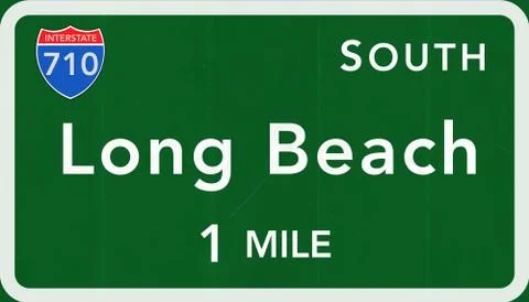 Long Beach USA Interstate Highway Sign Illustrazione stock