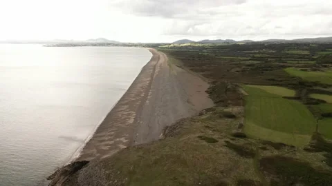 Long beach. Wales coast path aerial video footage Stock Footage 215779251