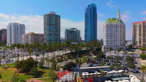 Long Beach Waterfront Strafe Stock Footage 341774207