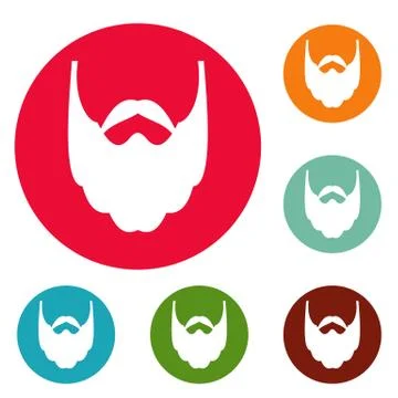 Long beard icons circle set vector Illustrazione stock