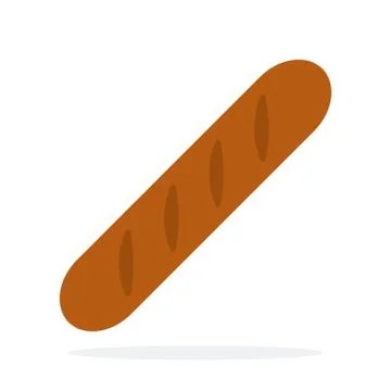 Long black baguette vector flat material design isolated object on white Stock Illustration