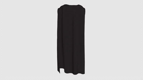 Long Black Cinematic Cape Mockup on Isolated Dark Background. With Alpha Channel Stock Footage 335885987