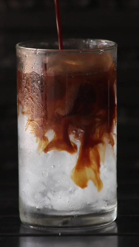 Long black coffee iced Stock Footage 333289554