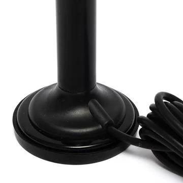 Long black coiled antenna cable variant two Stock Photos