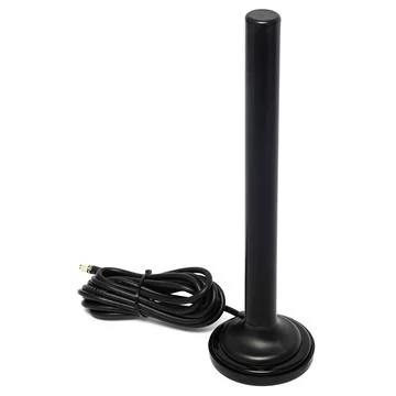 Long black coiled antenna cable close up Stock Photos