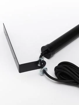 Long black coiled antenna cable variant Stock Photos