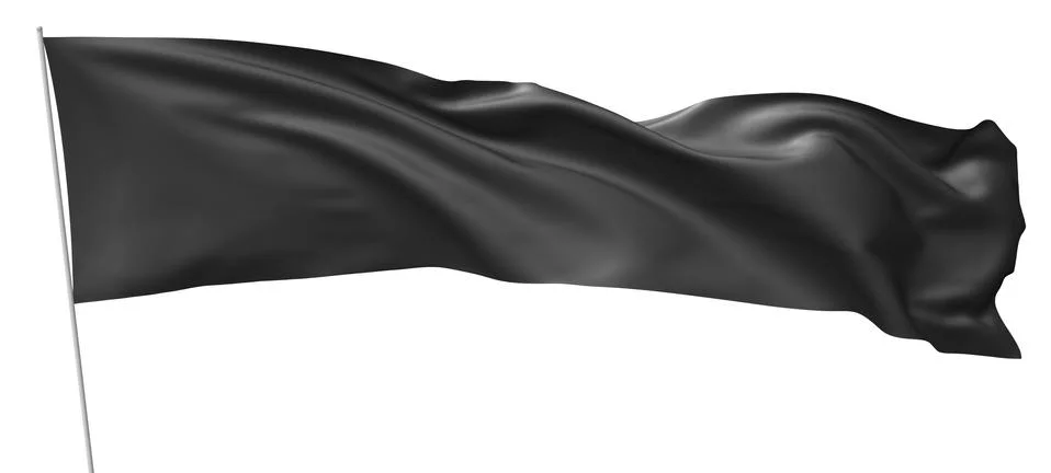 Long black flag on flagpole. Stock Illustration