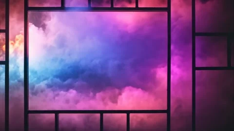 Long black grates, slats behind slowly moving colored smoke. Stock Footage 273953902