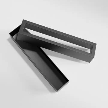 Long black paper box packaging mockup,slim gift box with window display Illustrazione stock