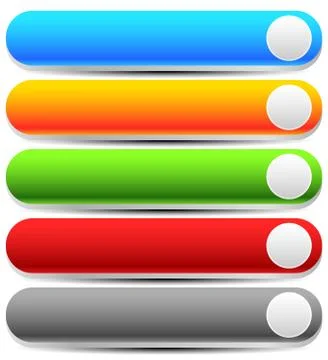 Long Blank Buttons with Rounded Corners and Empty Gray Circles. Version with  Ilustración de archivo