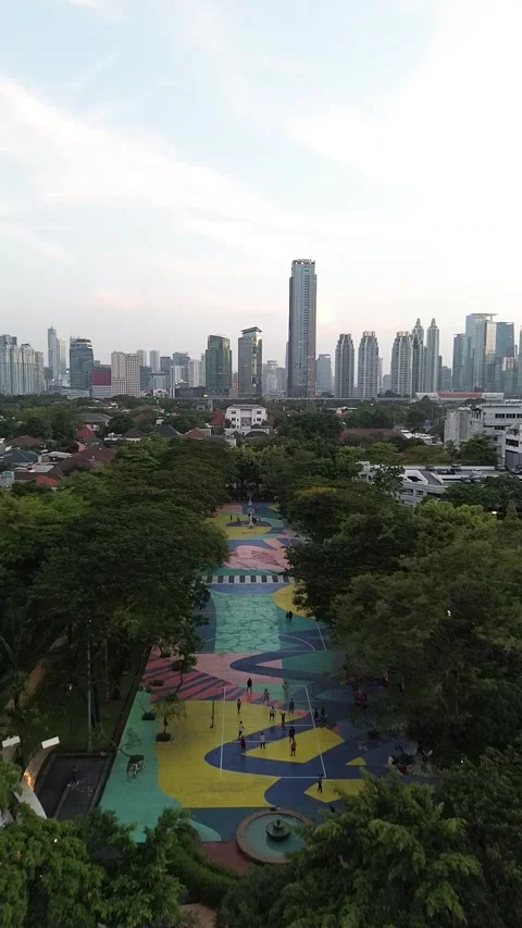 A long blue field used for basketball, futsal and volleyball Stock Footage 237205853