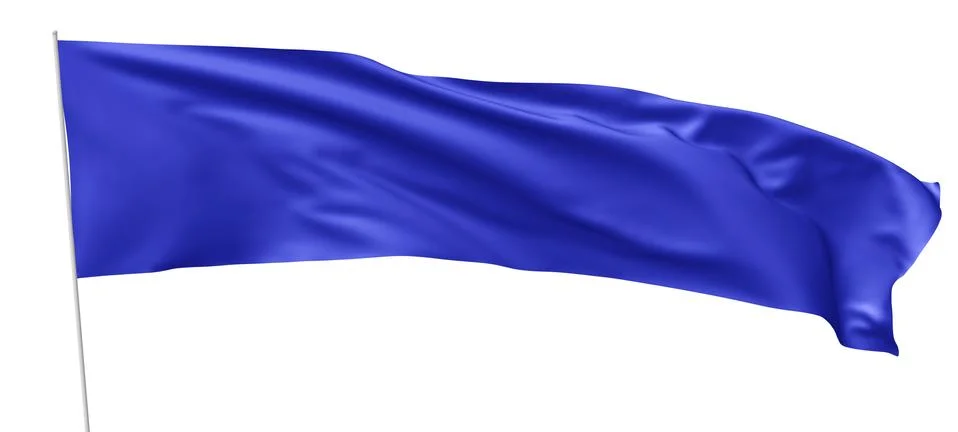 Long blue flag with flagpole waving in wind Stock Illustration