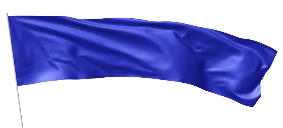 Long blue flag on flagpole waving in wind Stock Illustration