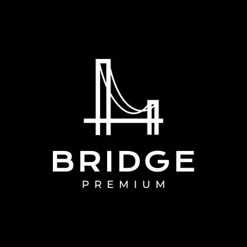 Long bridge construction simple style minimal line building logo design vec.. Ilustración de archivo