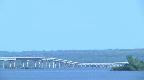 Long Bridge Over Parana River, Ayrton Senna Bridge Stock Footage 12653468