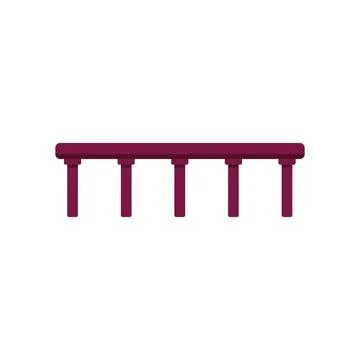 Long bridge standing on six pillars connecting land over water Ilustração Stock