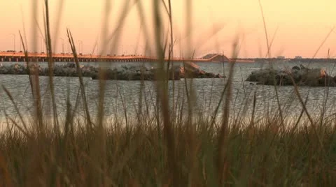 Long Bridge on water Stock Footage 10735954