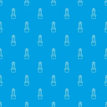 Long cactus pattern vector seamless blue Illustrazione stock