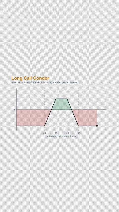 Long Call Condor Options Strategy Payoff Diagram Alpha 4K Vertical 9x16 Light Vídeos de archivo 339507016