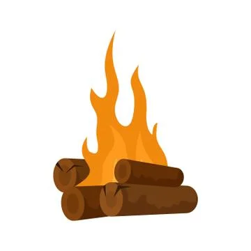 Long camp fire icon, flat style Ilustración de archivo