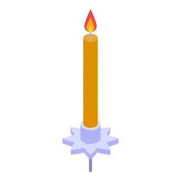 Long candle burning with flame on top of elegant candlestick holder Stock Illustration